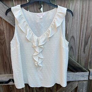 LC Lauren Conrad Cream Ruffle Blouse